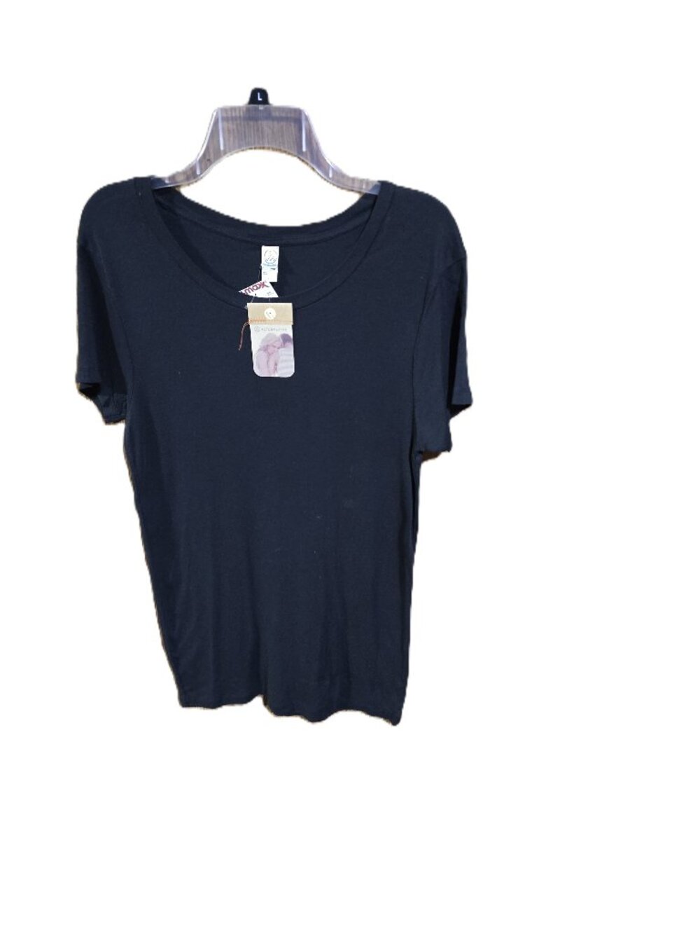 Alternative Solid Black Short Sleeve Top Size Large